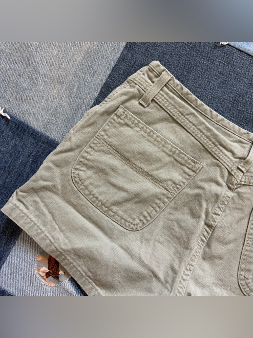 no boundaries Vintage Button Fly Mini Shorts Sage Green 90s Mid Rise Size 7 - Picture 6 of 10